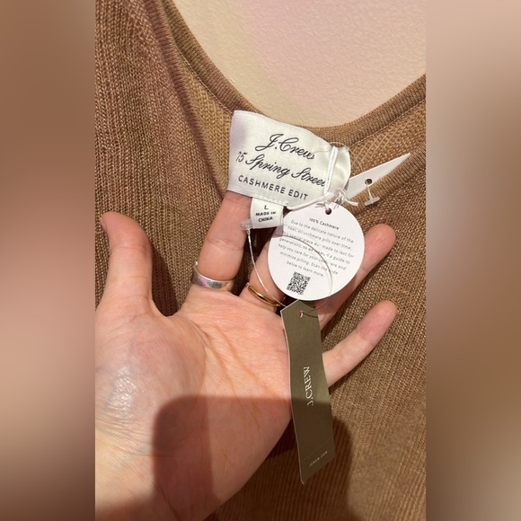 NWT JCREW Spring Street featherweight tan cashmere slip dress size L - Picture 7 of 7